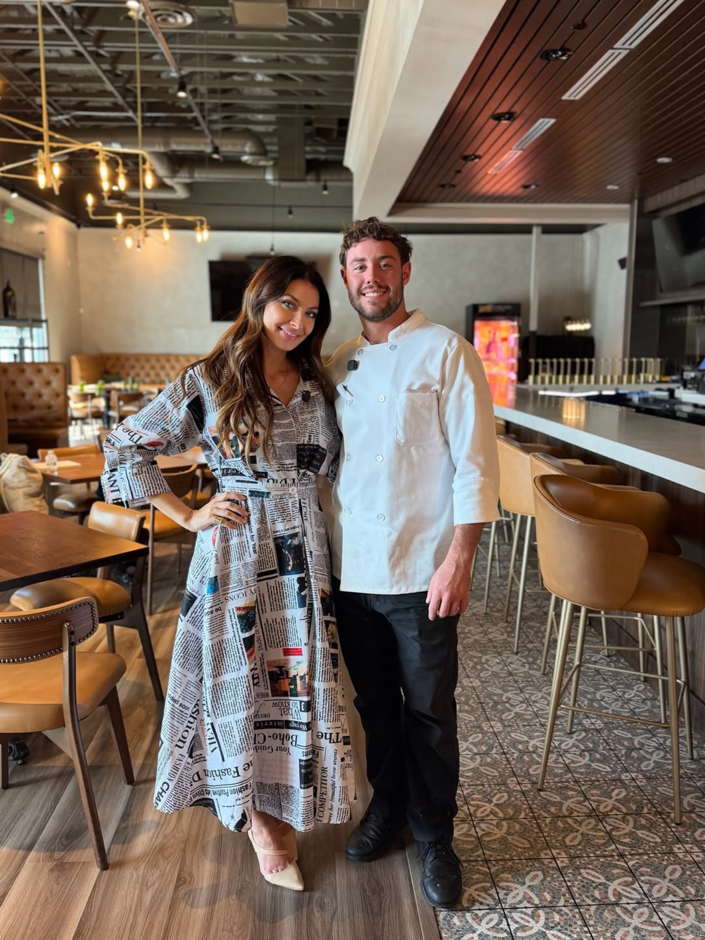 Catalina Magee with the chef during the Florentine shoot